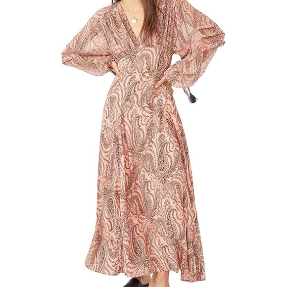 Free People Mirage Pink Paisley Maxi Dress Size 2 - Picture 2 of 12